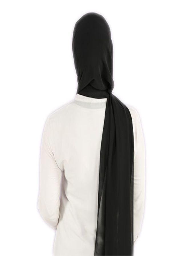 Fatah Long Chiffon Crepe Scarf - Black Color  - Image 2