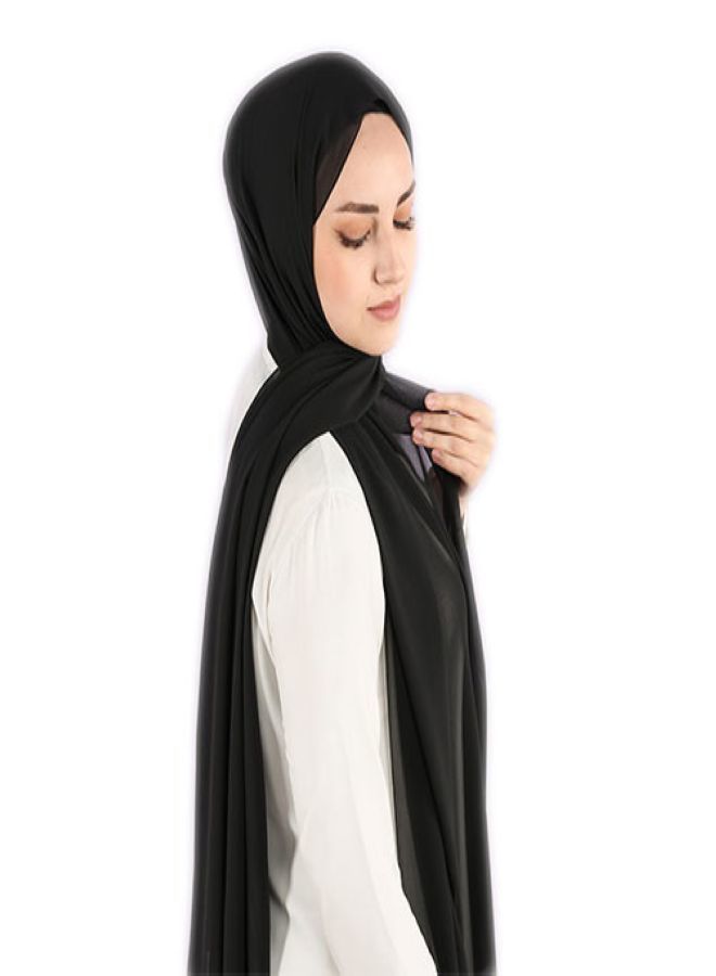 Fatah Long Chiffon Crepe Scarf - Black Color  - Image 1