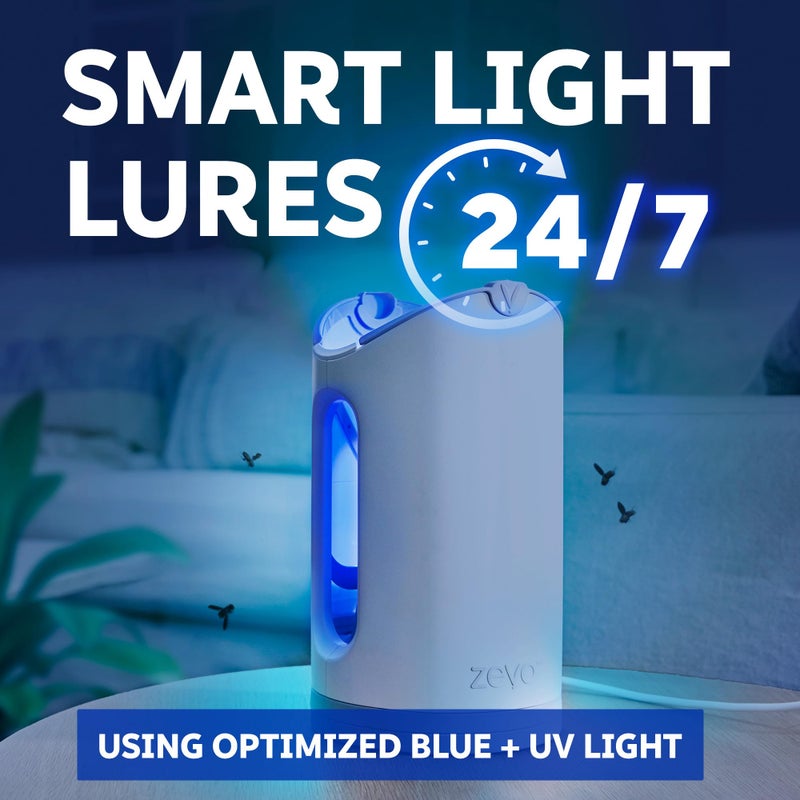 Zevo MAX Bug Catcher & Fly Trap for Indoors - Flying Insect Trap for Gnats, House & Fruit Flies - Use in Any Room - No-Mess Disposal (1 Plug in Base & 2 Cartridges) - Image 3