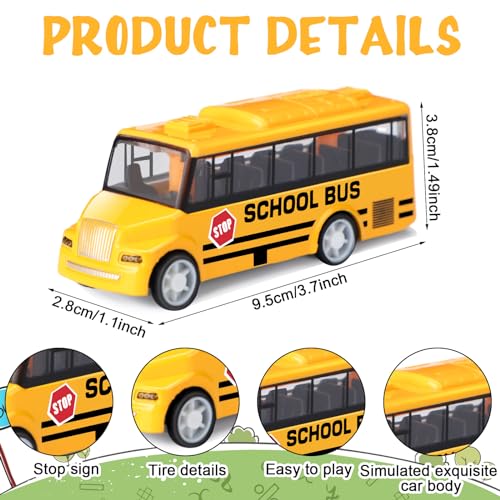 RoundFunny 12 Pcs Mini Yellow School Bus Toys for Toddlers Back to School 37 in Small Bus Toy for Preschool Kindergarten Kids Birthday Gift 3 4 5 Year Old and up Girls Boys - Image 5