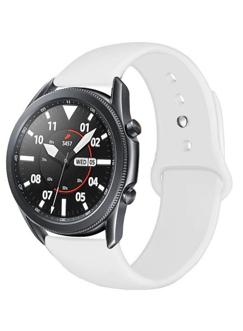 Soft Silicone Watch Band Compatible With Samsung Galaxy Watch 3 46mm Gear S3 Frontier Amazfit Bip/Active Huawei watch gt 2/2E Bracelet  20mm Watch Band(White)