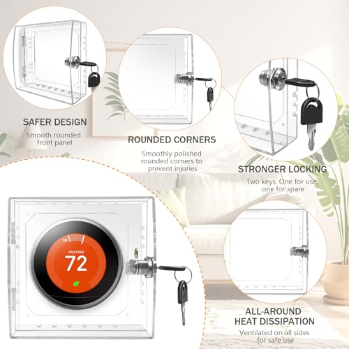 PILISPARK 2 Pack Thermostat Lock Box with Key Thermostat Cover Universal Thermostat Lock Box Clear Small Thermostat Guard for Wall Thermostats for All Type Nest Thermostat 4.72''*4.72''*1.97'' or Smaller - Image 4
