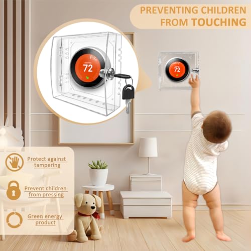PILISPARK 2 Pack Thermostat Lock Box with Key Thermostat Cover Universal Thermostat Lock Box Clear Small Thermostat Guard for Wall Thermostats for All Type Nest Thermostat 4.72''*4.72''*1.97'' or Smaller - Image 2