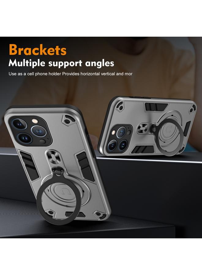 Zaboon Case For iPhone 13 Pro Metal Ring 360 Degree Rotating Holder PC Hybrid TPU Phone Case - Image 3
