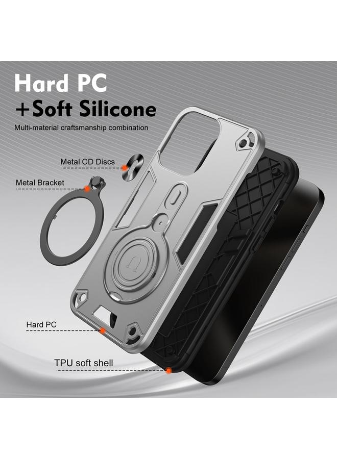 Zaboon Case For iPhone 13 Pro Metal Ring 360 Degree Rotating Holder PC Hybrid TPU Phone Case - Image 5