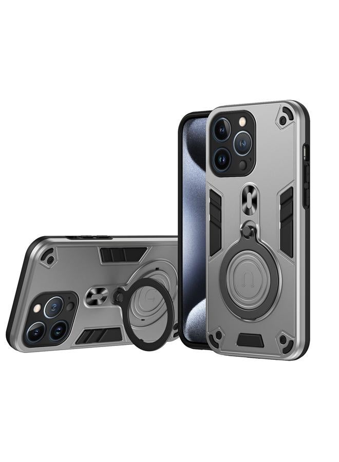 Zaboon Case For iPhone 13 Pro Metal Ring 360 Degree Rotating Holder PC Hybrid TPU Phone Case - Image 1