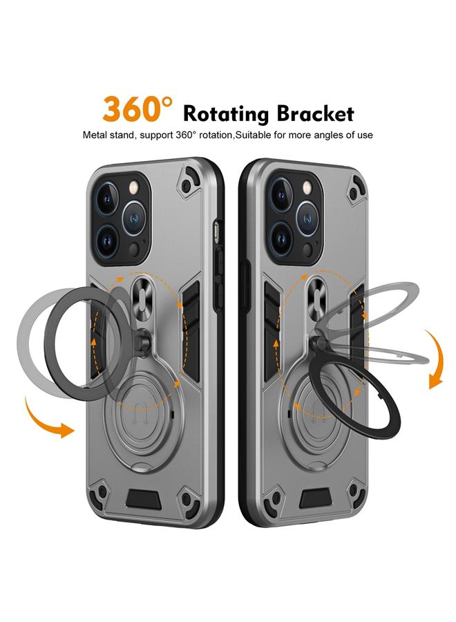 Zaboon Case For iPhone 13 Pro Metal Ring 360 Degree Rotating Holder PC Hybrid TPU Phone Case - Image 2