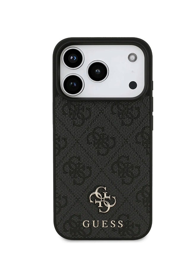GUESS iPhone 17 Pro MagSafe Case 4G PU Leather With Small 4G & Classic Metal Logo / Magsafe Compatible / Ultra Slim / lightweight design / Easy Installation - Black - Image 1