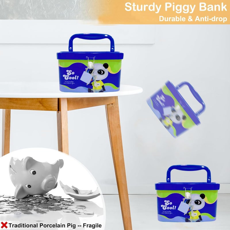 FunBlast صندوق توفير المال على شكل علبة نقود مع مقبض وقفل ومفتاح، حصالة للأطفال، جلك للأطفال، هدية عيد ميلاد للأولاد والبنات، بنك المال، صندوق نقود للأطفال (C-متعدد الألوان) - Image 5