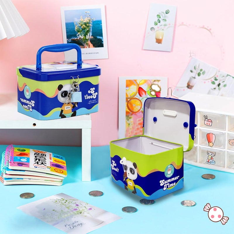 FunBlast صندوق توفير المال على شكل علبة نقود مع مقبض وقفل ومفتاح، حصالة للأطفال، جلك للأطفال، هدية عيد ميلاد للأولاد والبنات، بنك المال، صندوق نقود للأطفال (C-متعدد الألوان) - Image 2