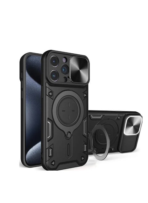 Magnetic case for iPhone 16 Pro with sliding camera. Armored shockproof cover