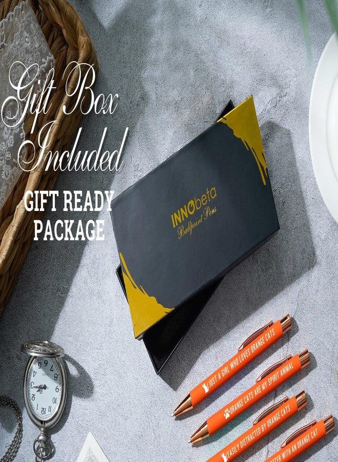 InnoBeta Orange Cat Gifts for Women, Orange Cat Lover Ballpoint Pen Set of 4 for Holidays, Christmas - Image 3