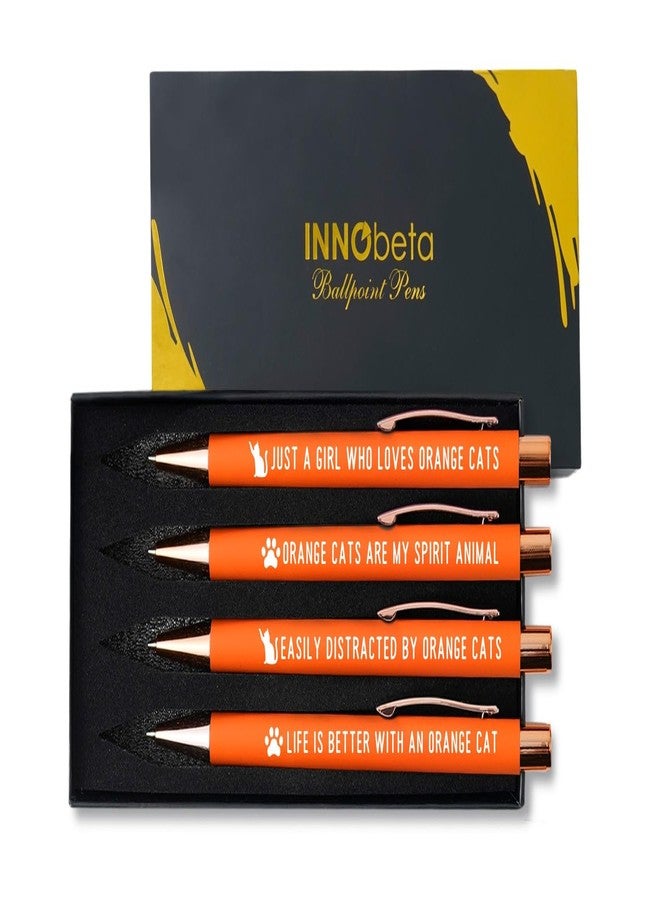 InnoBeta Orange Cat Gifts for Women, Orange Cat Lover Ballpoint Pen Set of 4 for Holidays, Christmas - Image 1