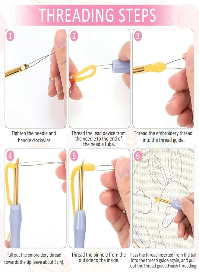 Gemsy Punch Needle Embroidery Pen Set, DIY Craft Tool with Threader, Beginner-Friendly Sewing Kit, Multicolor - Image 3
