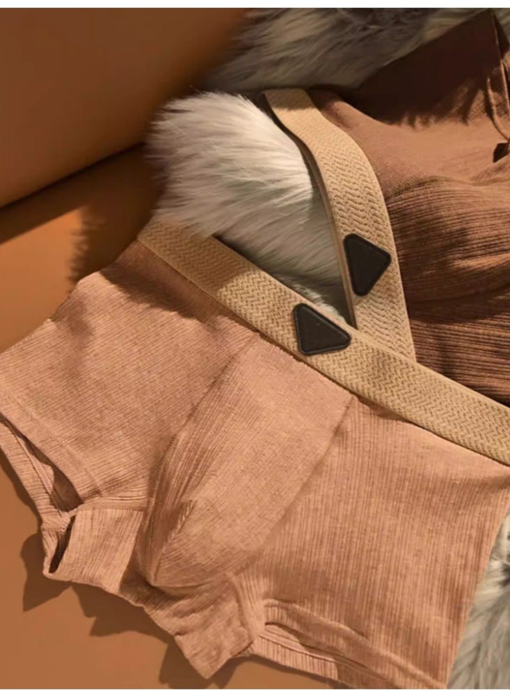 ملابس داخلية جديدة للرجال الرجال القطن النقي 10A الصف المضاد للبكتيريا Crotch الرجال الملاكمة السراويل الملاكمة السراويل القصيرة ، [3 حزمة] رمادي فاتح + بني داكن + أبيض - Image 5