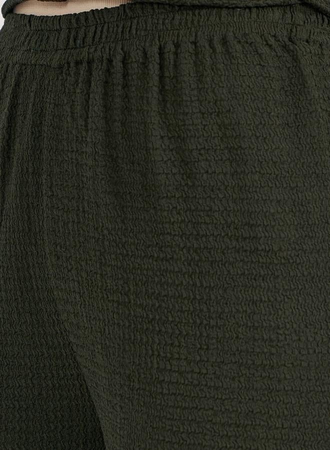 Styli Textured Wide Leg Pants with Elastic Waistband  - Image 3