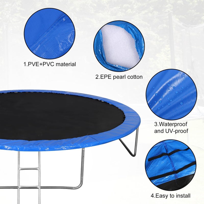 Diegimr Trampoline Replacement Safety Pad, 14ft Trampoline Spring Protective Cover Round EPE Pearl Cotton Trampoline Mat Waterproof Accessories No Holes for Pole - Image 4