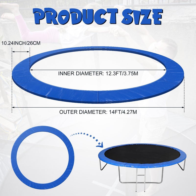 Diegimr Trampoline Replacement Safety Pad, 14ft Trampoline Spring Protective Cover Round EPE Pearl Cotton Trampoline Mat Waterproof Accessories No Holes for Pole - Image 2