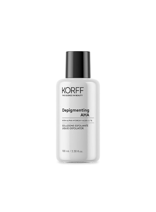 Korff Depigmenting AHA Liquid Exfoliator 100ml Gentle Facial Peeling Solution Helps Reduce Dark Spots Brighten Skin Tone Improve Texture Support Renewal Suitable for Sensitive Skin Daily Skincare