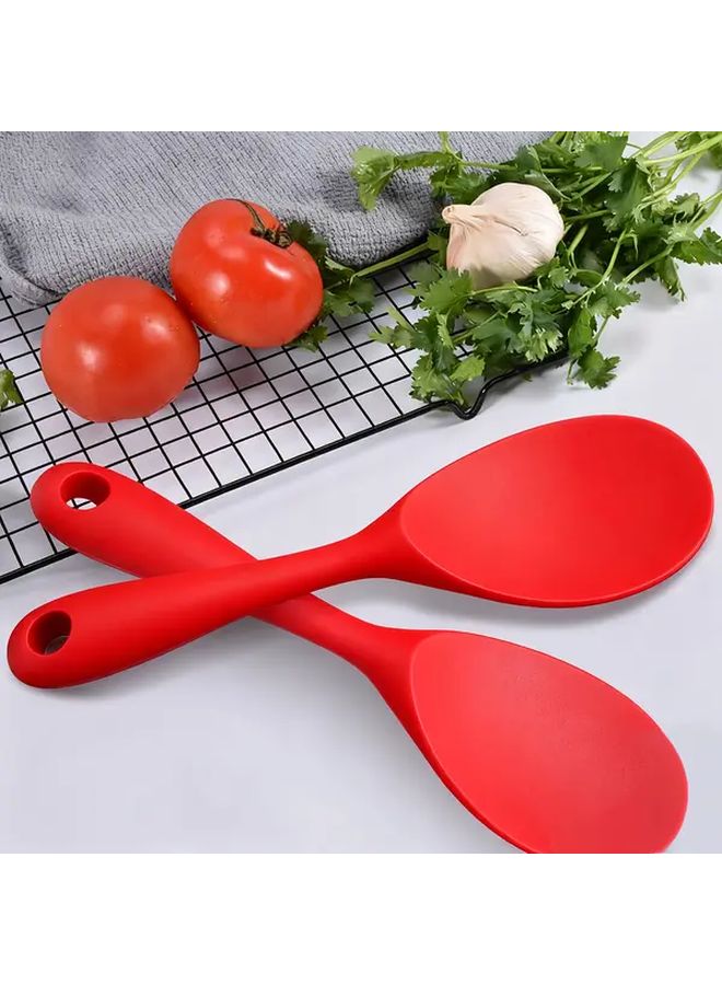 Heat Resistant Red Silicone Rice Spoon Set Non Stick Easy Clean Kitchen Tool - Image 1
