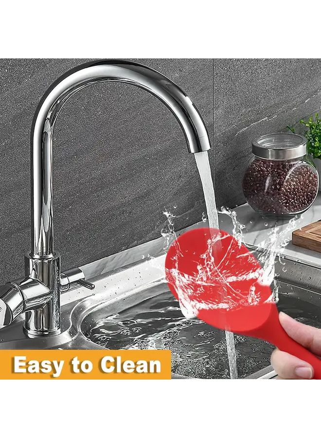 Heat Resistant Red Silicone Rice Spoon Set Non Stick Easy Clean Kitchen Tool - Image 5