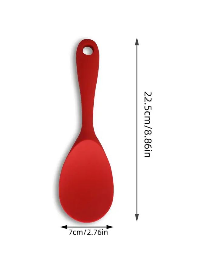 Heat Resistant Red Silicone Rice Spoon Set Non Stick Easy Clean Kitchen Tool - Image 2