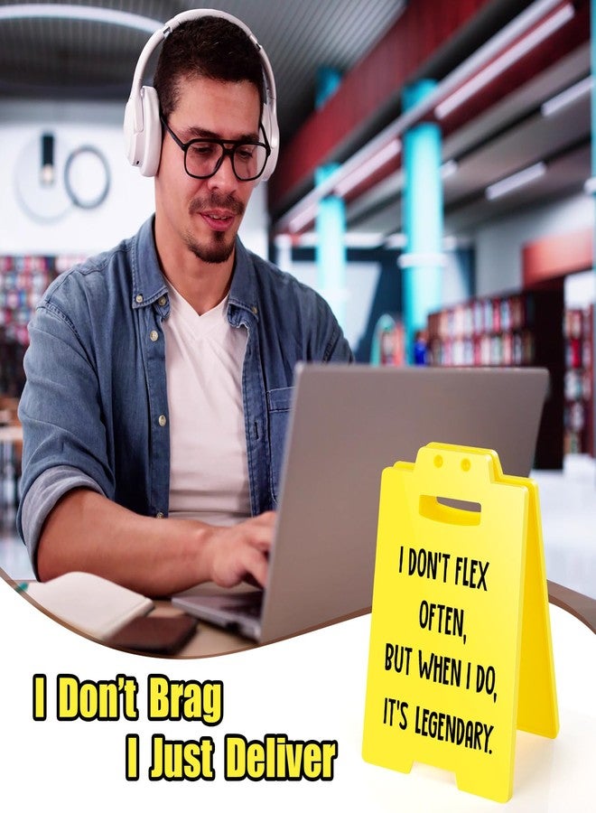 MBL Funny Office Desk Sign - I Don’t Flex Often but When I Do It’s Legendary, Small Fun Gag Cubicle Decor Gifts for Team Coworker Teammate Employee Hr Boss - Image 4