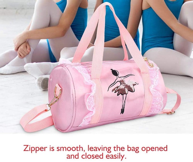 كلاراكو حقيبة رقص كلاركو، حقيبة كتف لراقصة الباليه للفتيات، حقيبة يد فستان مع دانتيل للراقصات والفتيات والأطفال (شاش قصير) - Image 3