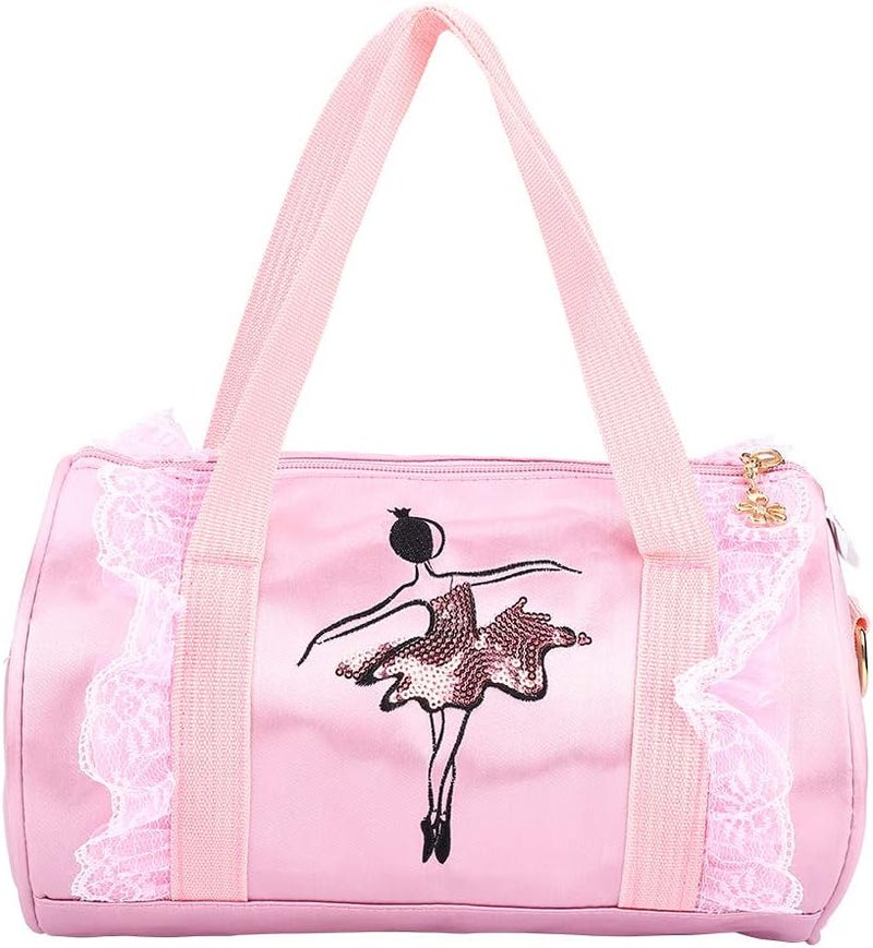 كلاراكو حقيبة رقص كلاركو، حقيبة كتف لراقصة الباليه للفتيات، حقيبة يد فستان مع دانتيل للراقصات والفتيات والأطفال (شاش قصير) - Image 1