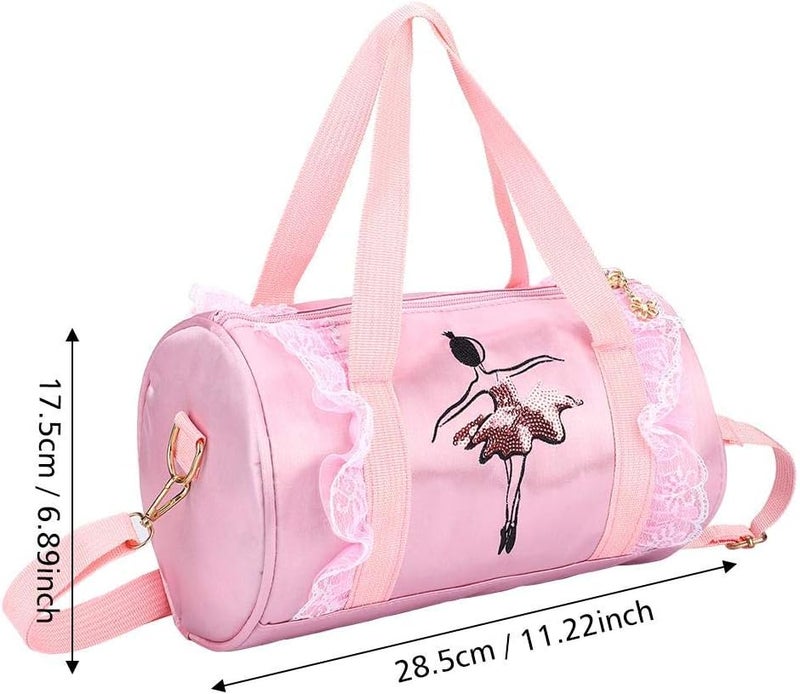 كلاراكو حقيبة رقص كلاركو، حقيبة كتف لراقصة الباليه للفتيات، حقيبة يد فستان مع دانتيل للراقصات والفتيات والأطفال (شاش قصير) - Image 5