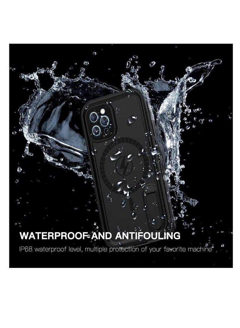 Case for iPhone 12 Pro with Mag-Safe Charging,Waterproof with Built-in Screen Protector Military Grade Drop Tested Rugged Shockproof Kickstand for Apple iPhone 12 Pro (Black) - Image 4