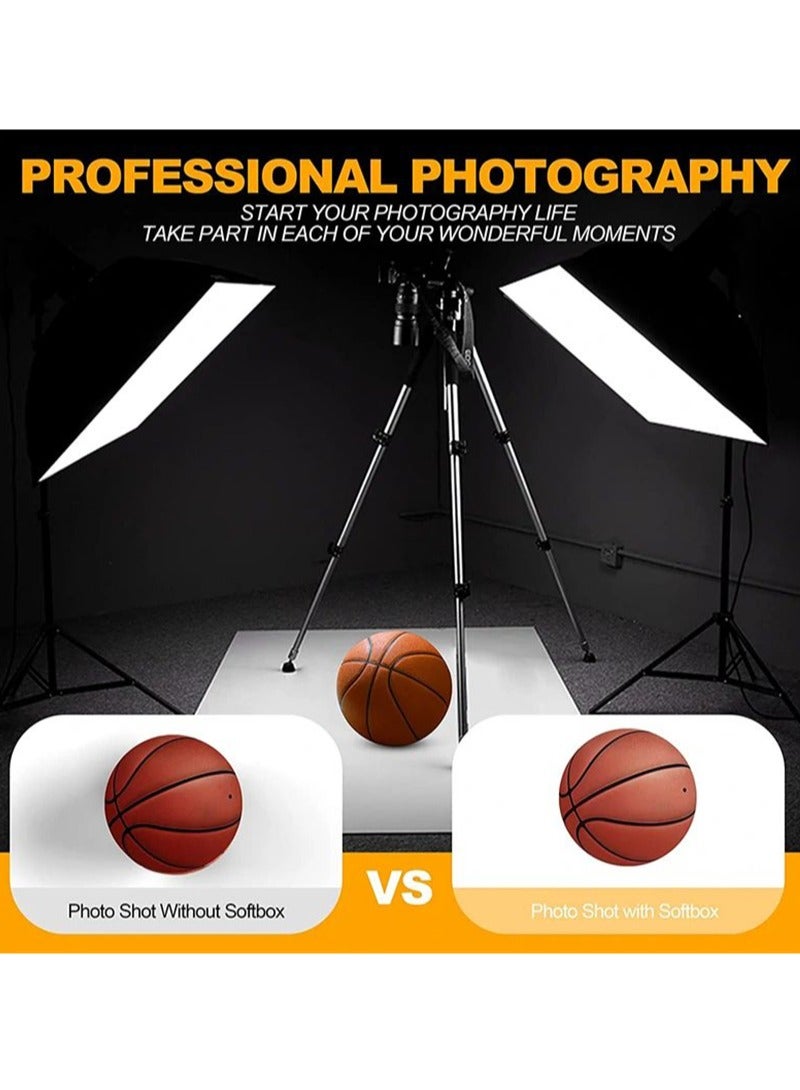 Photography Lighting Kit, 2 * 105W 5500K Temperature Bulbs, 2 * 50x70cm SoftBoxes, 2 * Tripods Stand and Carry Bag for Video Recording Portraits Photo Shooting