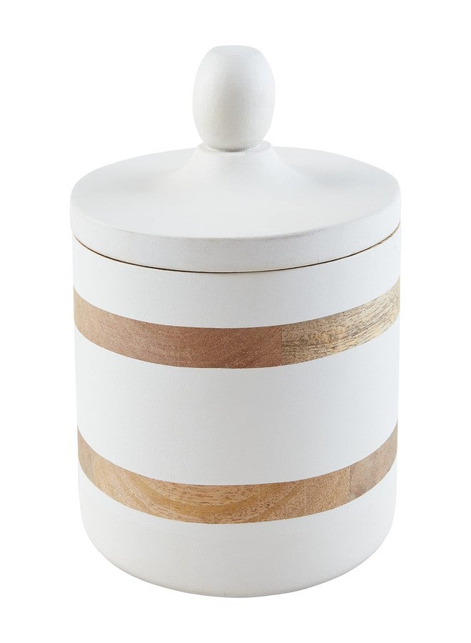Mud Pie Wood Strap Canisters, White - Image 1