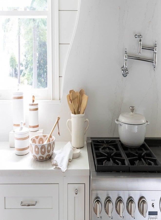 Mud Pie Wood Strap Canisters, White - Image 5