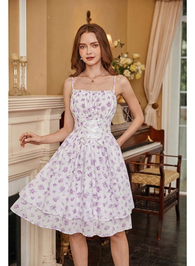Scarlet Darkness Summer Sundress for Women Floral Sleeveless Spaghetti Strap Dress, Purple Floral, S - Image 2