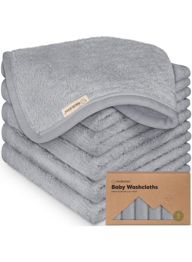 KeaBabies 6-Pack Baby Washcloths - Soft Viscose from Bamboo Washcloth, baby Wash Cloths for Newborn, Kids, Bath Baby Towels, Face Towel, Face Cloths for Washing Face (Cool Gray) - Image 1