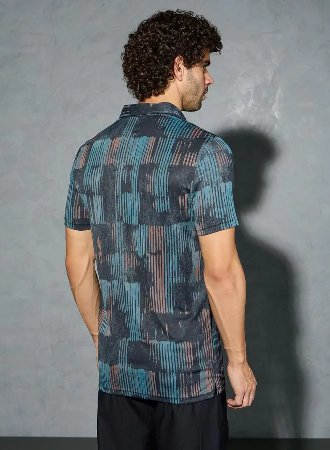 Technosport Technosport Men All Over Print Slim Fit Polo