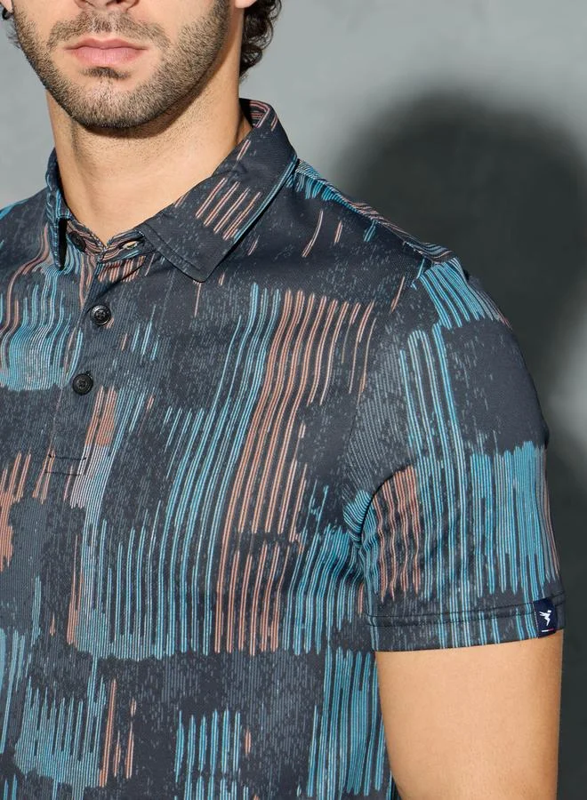 Technosport Technosport Men All Over Print Slim Fit Polo