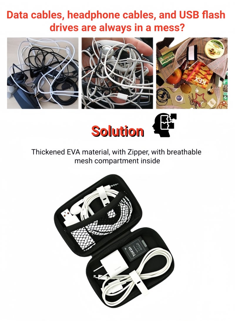 أروى 2 قطعة الإلكترونية المنظم حقيبة السفر كابل اكسسوارات مقاوم للماء حقيبة للتخزين - Image 2