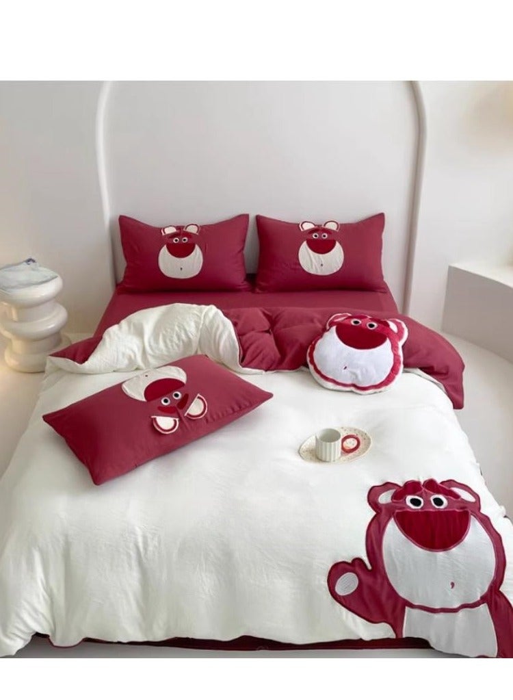 Bed Sheet Style — High End Cartoon Pattern Washed Cotton Bedding Four Piece Set - Image 2