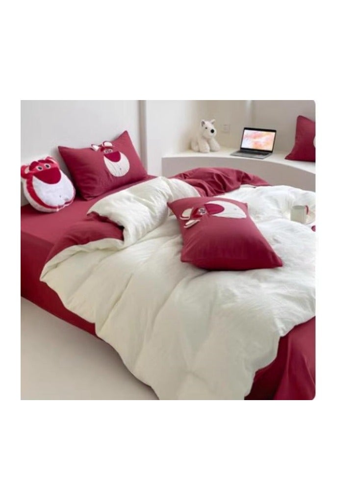 Bed Sheet Style — High End Cartoon Pattern Washed Cotton Bedding Four Piece Set - Image 4