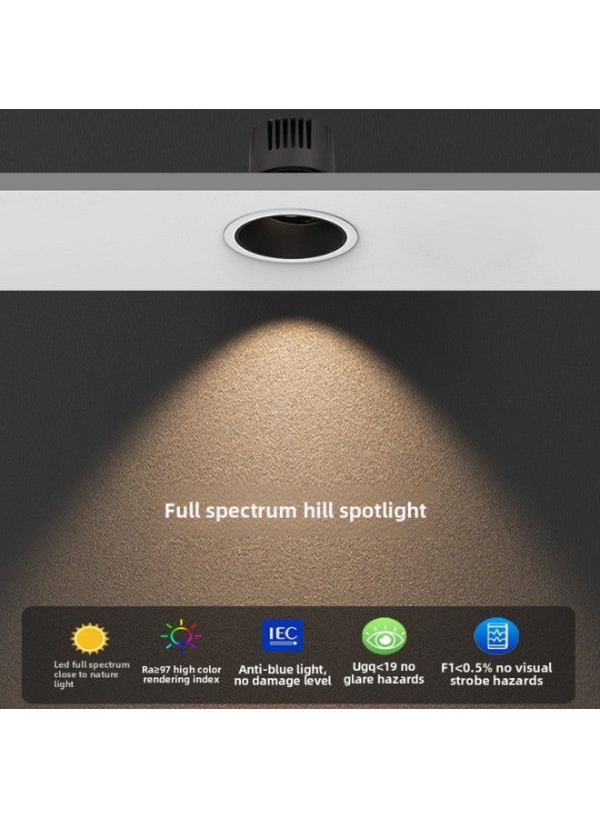 Loquat Small Hill Spotlight Embedded Led Ceiling Anti-glare Wall Washer Narrow Side Hole Lamp Living Room Downlight Opening 75-Light Source Power:Standard-Light Color:7 Watts/three-color Light/full Spectrum (gun Black Cup) Opening 7.5cm - Image 2