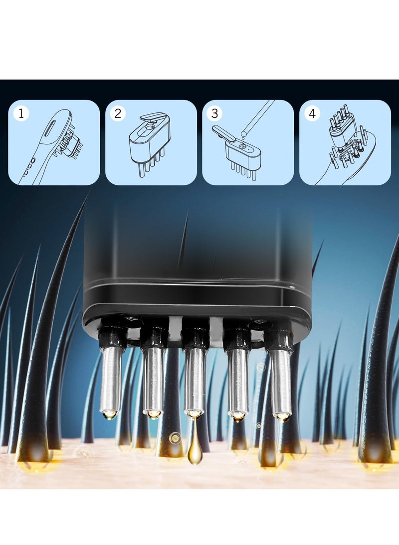 جهاز تدليك فروة الرأس الكهربائي اللاسلكي 3 في 1 للسفر والاستخدام المنزلي، أداة توزيع زيت الشعر لفروة الرأس مع موزع مانع للتنقيط، فرشاة شعر محمولة - Image 4