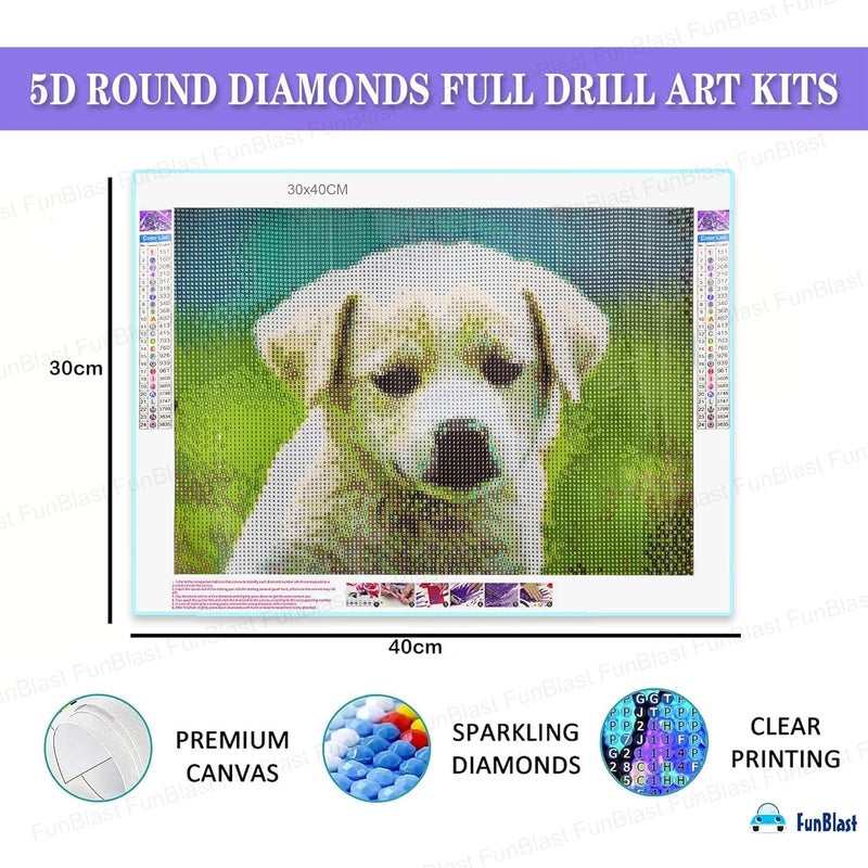 FunBlast FunBlast 5D Diamond Painting Kit 12x16inch Diamond Painting Kit for Adults Kids Suitable for Home Leisure and Wall Decoration Gift for Kids and Adults Dog  - Image 2