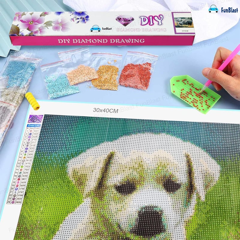 FunBlast FunBlast 5D Diamond Painting Kit 12x16inch Diamond Painting Kit for Adults Kids Suitable for Home Leisure and Wall Decoration Gift for Kids and Adults Dog  - Image 5