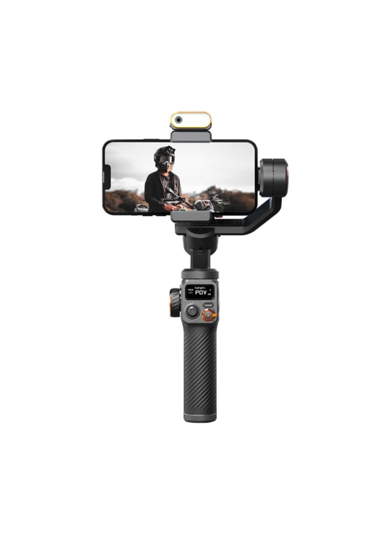 3-Axis Smartphone Gimbal Stabilizer with AI Tracker CCT/RGB Fill Light.Ideal for iPhone and Android this gimbal ensures smooth and stabilized video recording on the go.