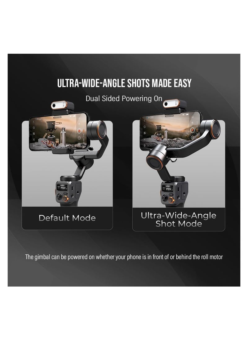 3-Axis Smartphone Gimbal Stabilizer with AI Tracker CCT/RGB Fill Light.Ideal for iPhone and Android this gimbal ensures smooth and stabilized video recording on the go.