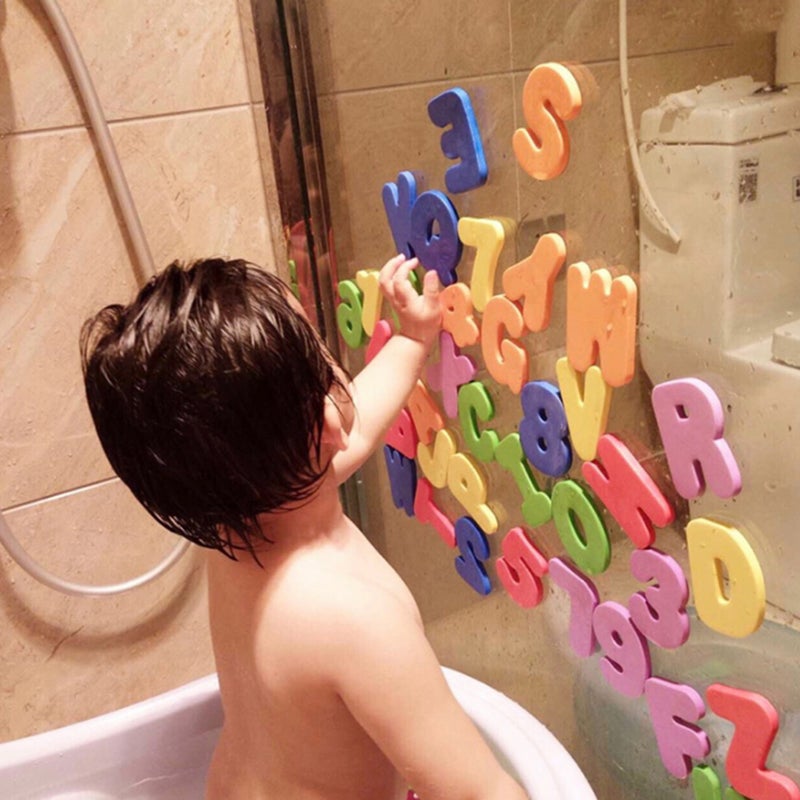 Bath Toy Organizer Bath Letters and Numbers Baby Bathing Toys Colorful Educational Bath Toys with Premium Bath Toy Storage Floating Toy 36 PCS ABC for Kids Children Babys - Image 2