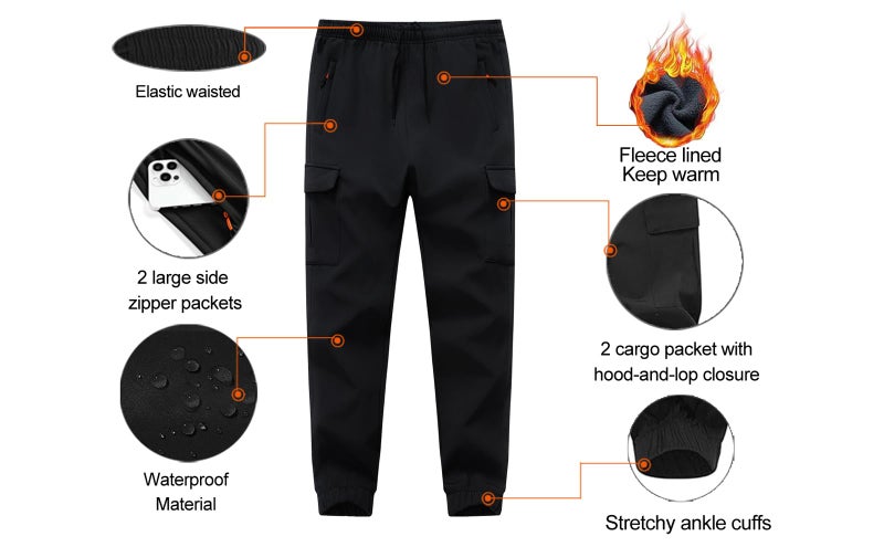 WaltZon Boys Girls Snow Pants Waterproof Fleece Lined Ski Pants Kids Insulated Winter Hiking Pants Outdoor Softshell with Zipper Pockets(3801SnowD.Blue12) - Image 3
