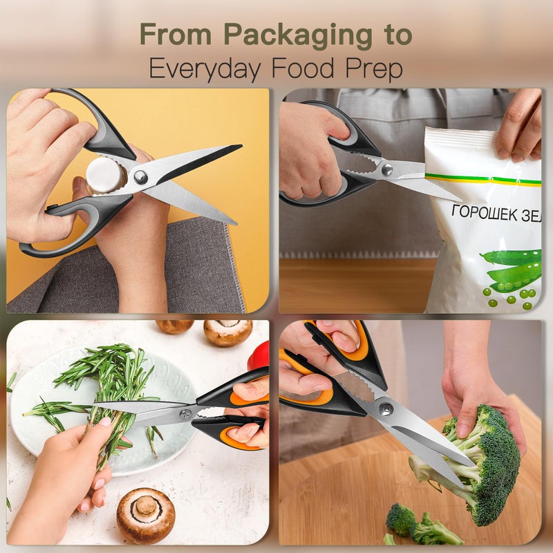 Astercook Kitchen Scissors All Purpose Heavy Duty,3 Pack Kitchen Shears Set,Stainless Steel Kitchen Gadgets for Cutting Food,Poultry,Meat,Vegetable,Herb Dishwasher Safe Utility Tools Home Gift - Image 4